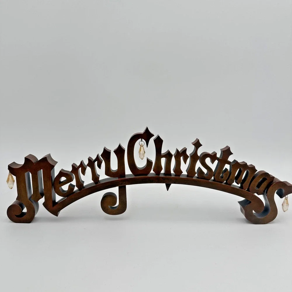 Vintage Merry Christmas 1972 3D Wood Cutout Table Top Decor